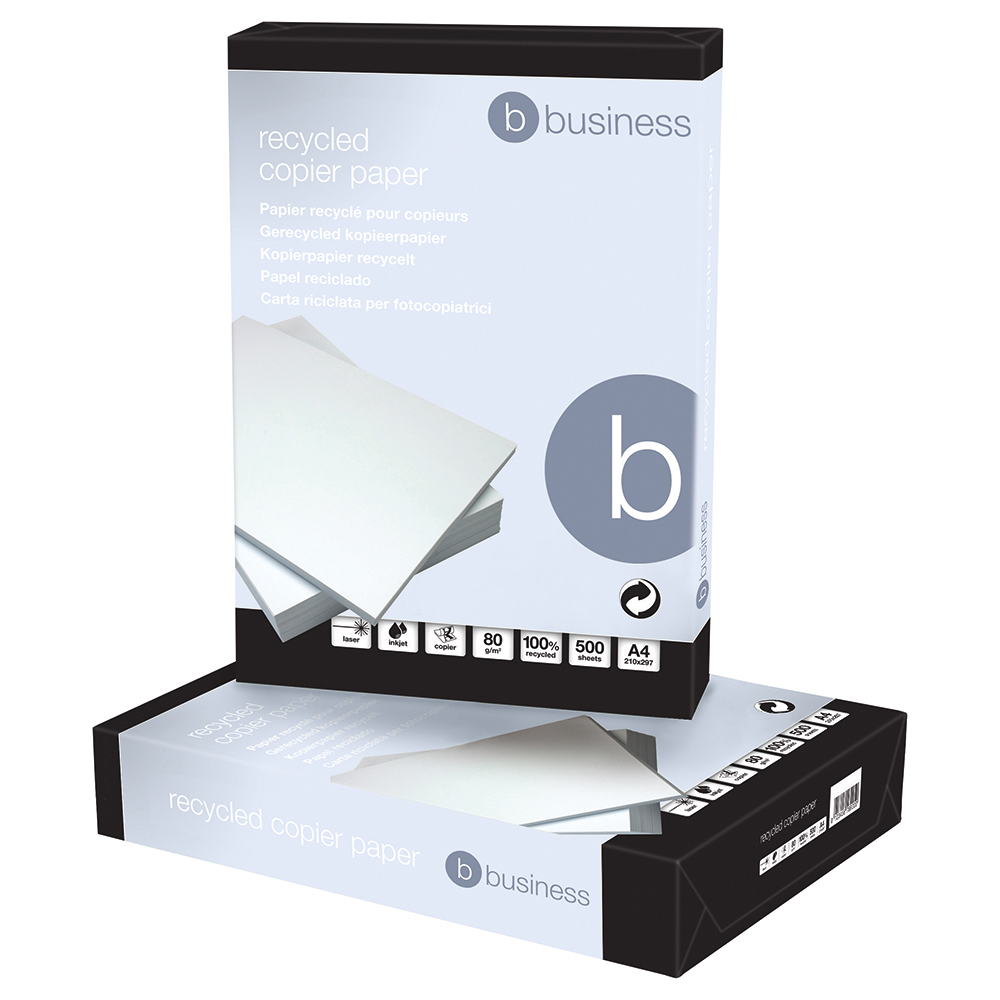Business Eco Copier Paper Recycled Ream Wrapped 80gsm A4 White 5 X 500